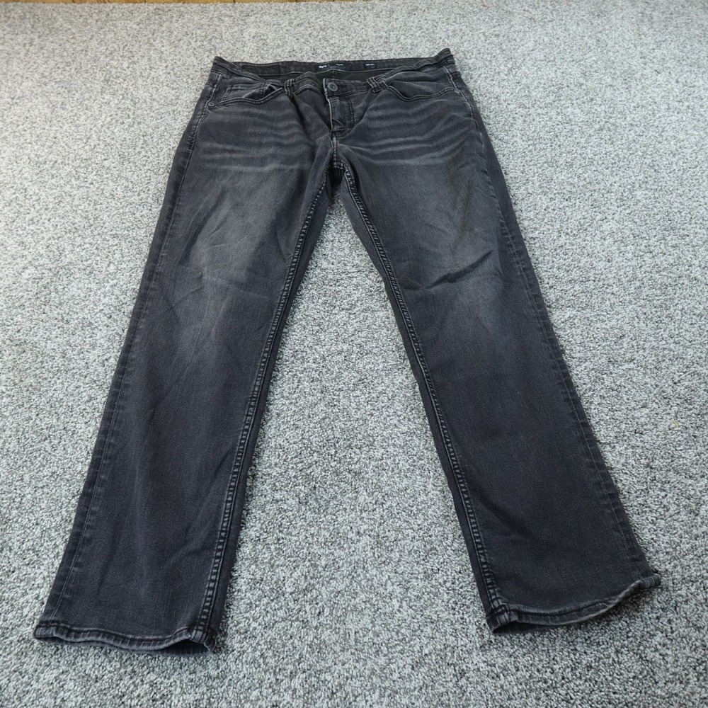Buckle BKE Jeans Mens 36X30 Dark Black Denim Nolan Straight Stretch Whiskered